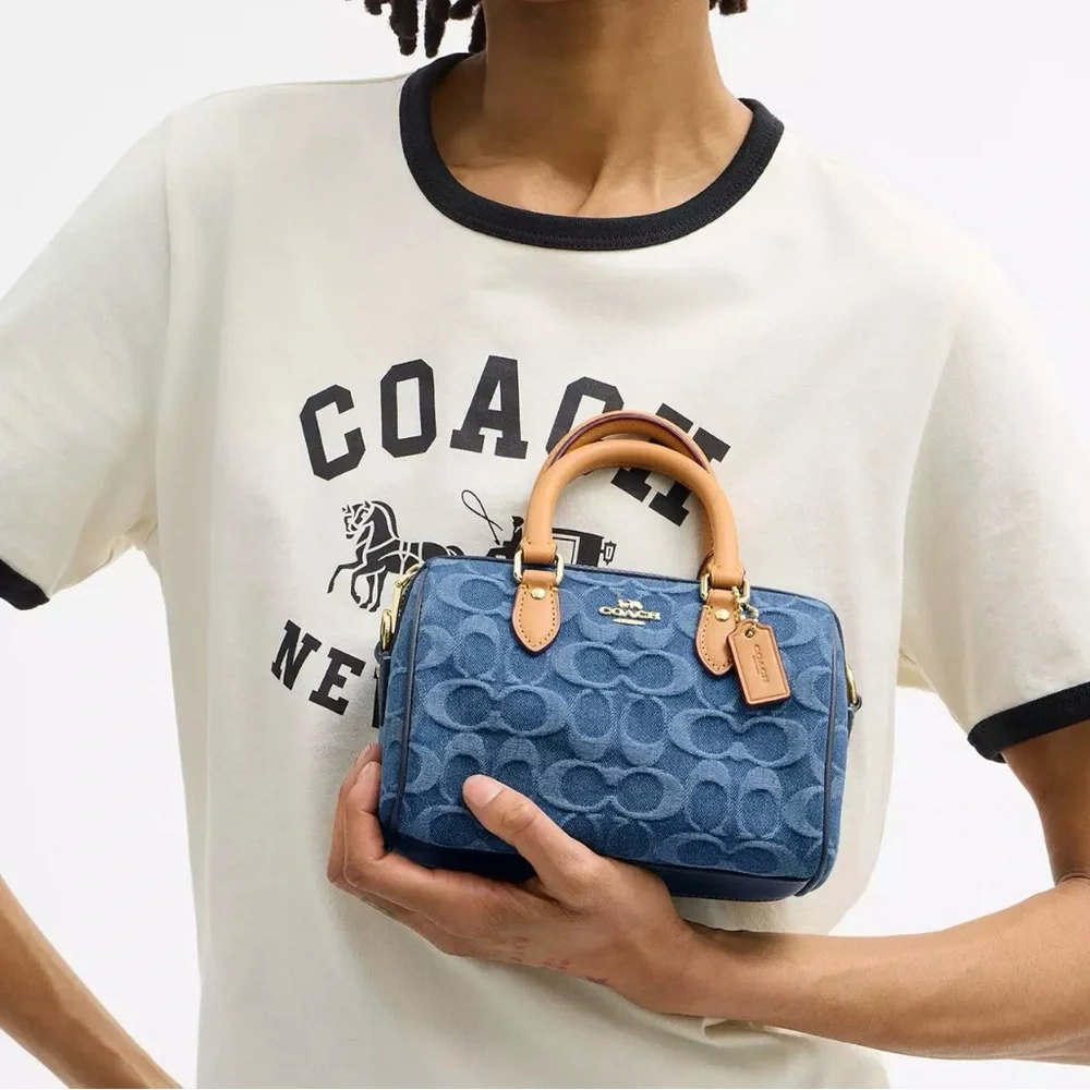 COACH Mini Rowan Crossbody Bag Signature Denim Logo Handbag CDQ36 NWT